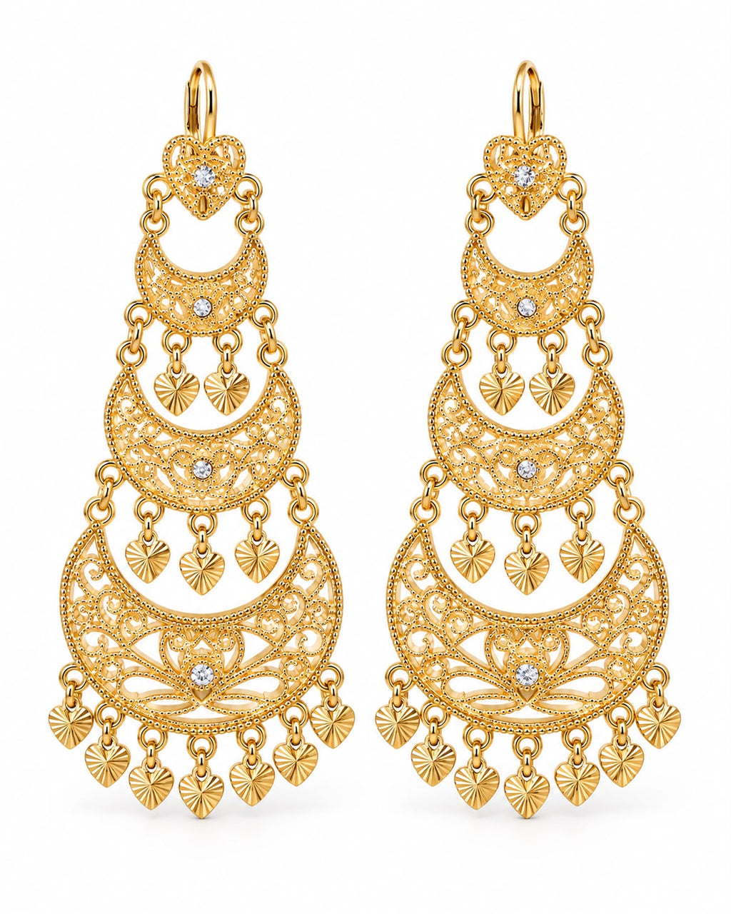 Boucles d'oreilles Fatna dorées, bijou traditionnel algérien