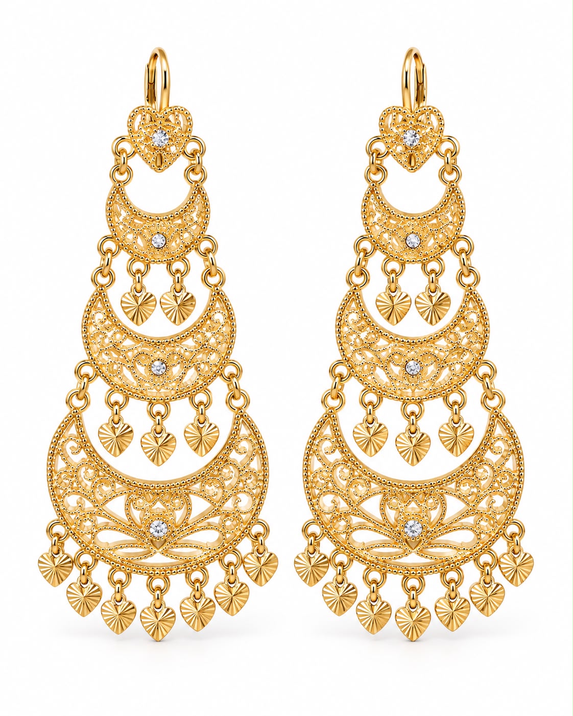 Boucles d'oreilles Fatna dorées, bijou traditionnel algérien