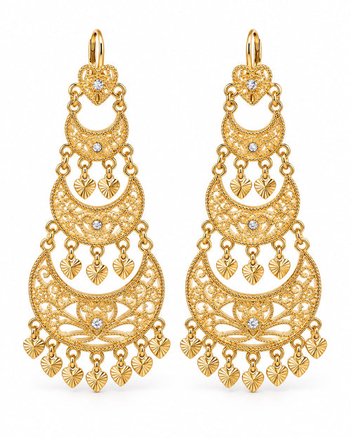 Boucles d'oreilles Fatna dorées, bijou traditionnel algérien