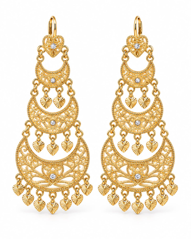 Boucles d'oreilles Fatna dorées, bijou traditionnel algérien