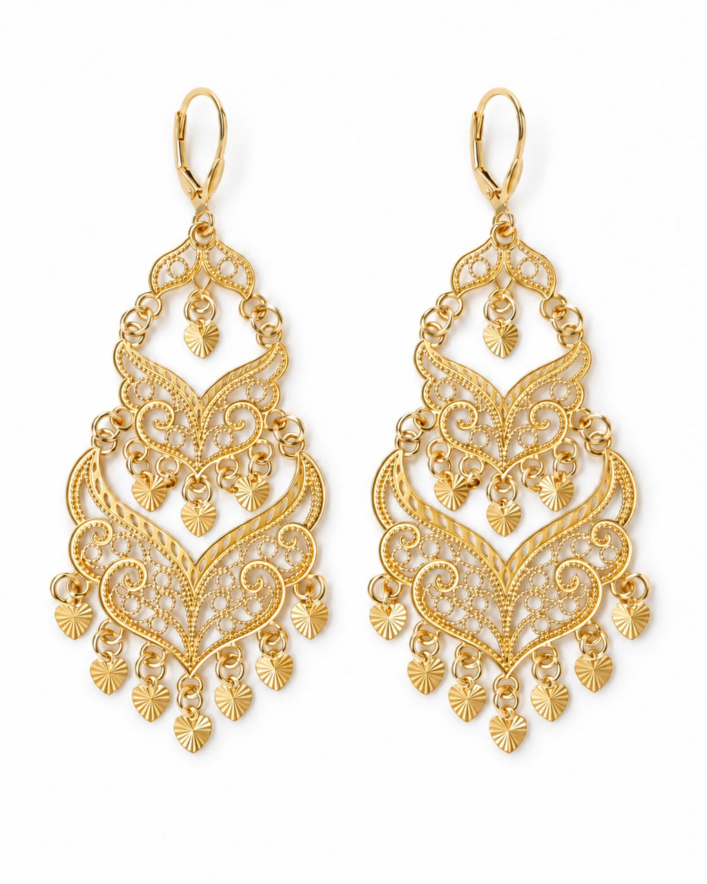 Boucles d'oreilles Kheira dorées travaillées en arabesques