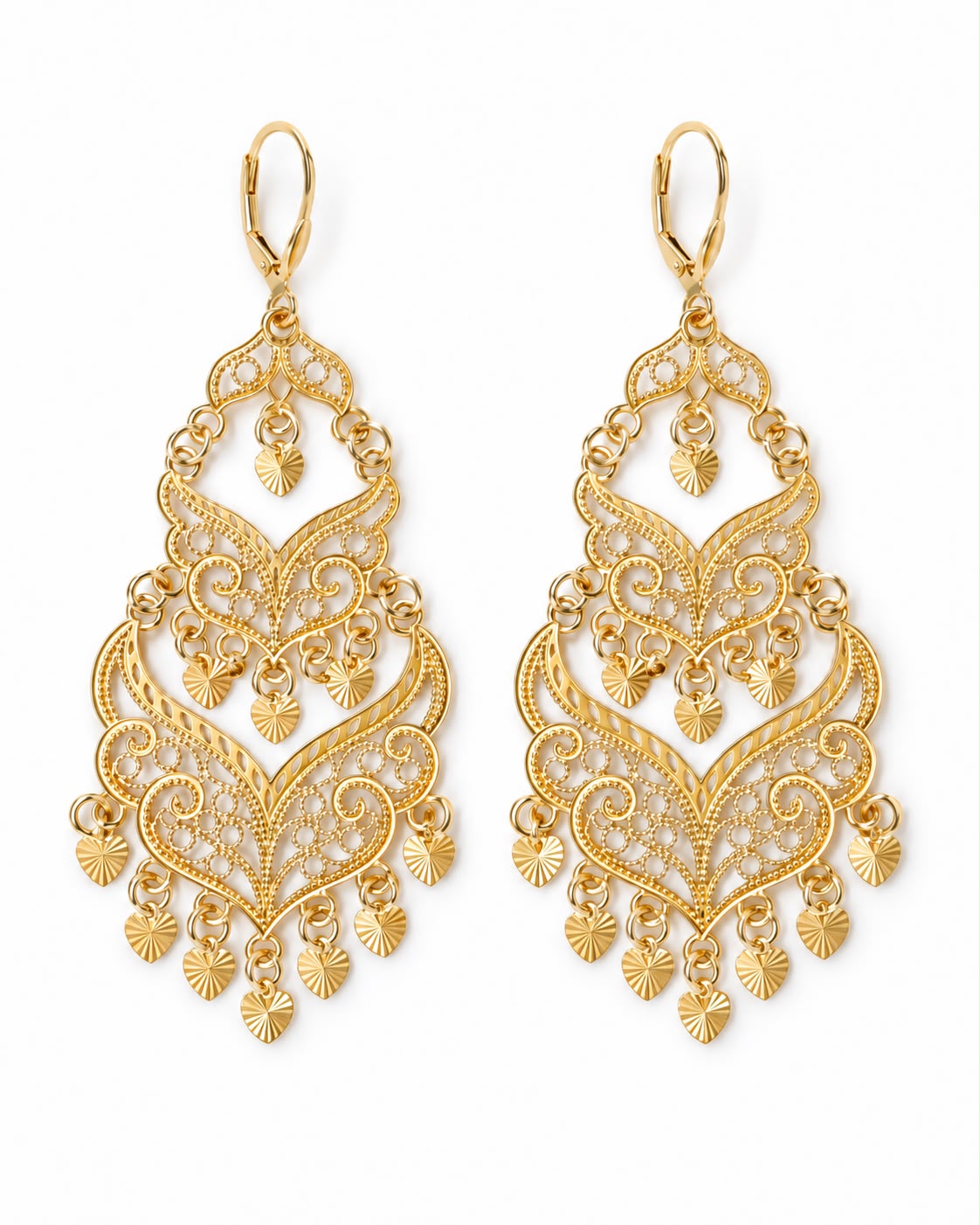 Boucles d'oreilles Kheira dorées travaillées en arabesques